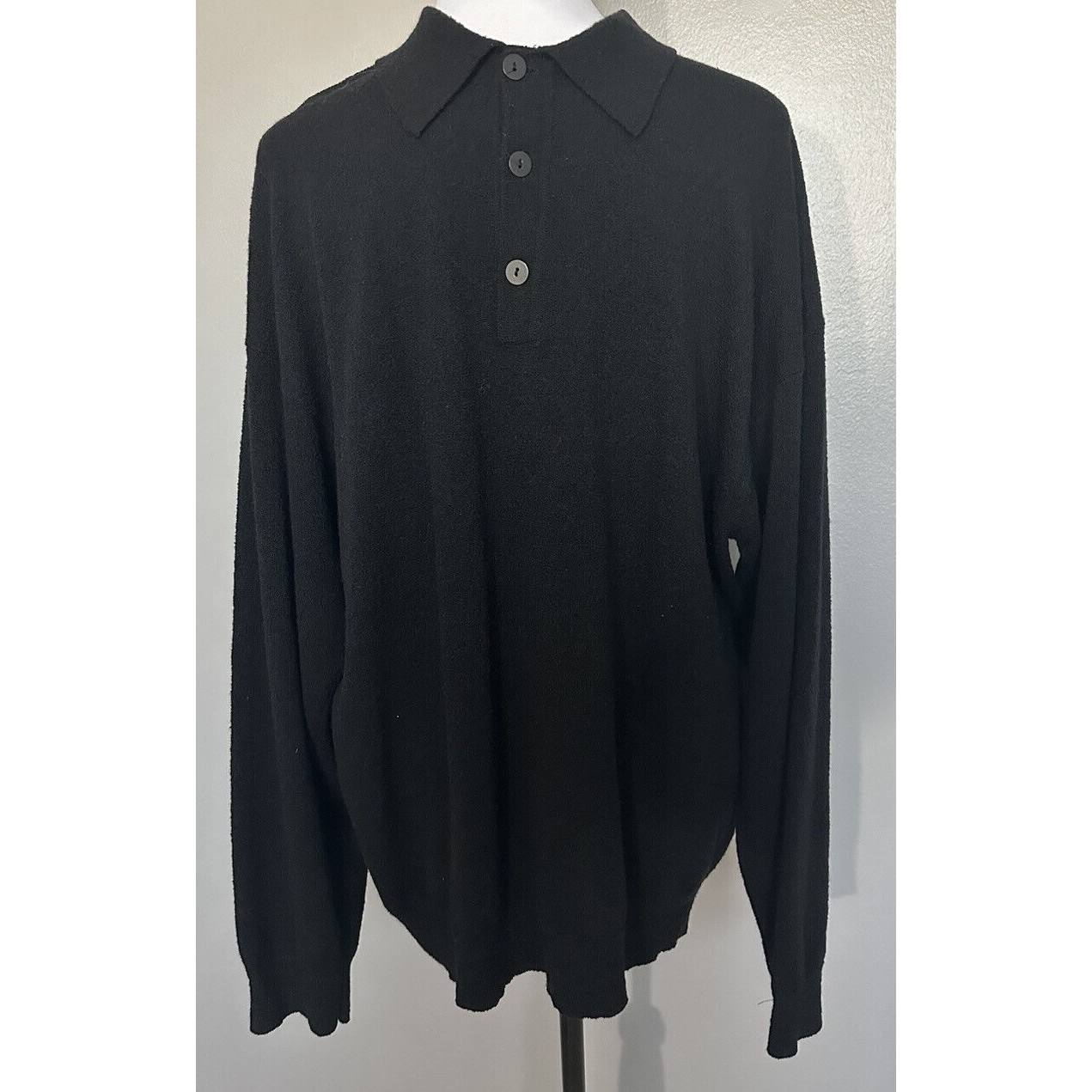 Vtg Louis Roth Wool Blend Pullover Long Sleeve Sweater Men’s Xl Black Henley